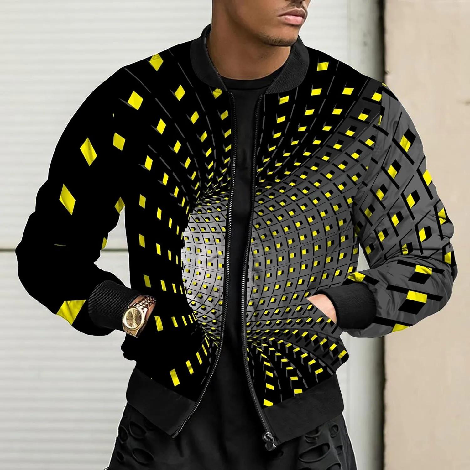 DuDubaby Autumn and Winter Men's Printed Thin Jackets Men's Casual Versatile Printed Jackets