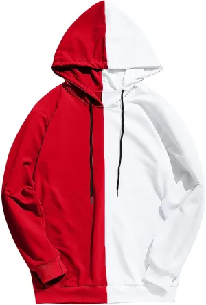 DuDubaby Mens Casual Patchwork Slim Fit Hoodie Outwear Blouse Sweatshirt Long Sleeves