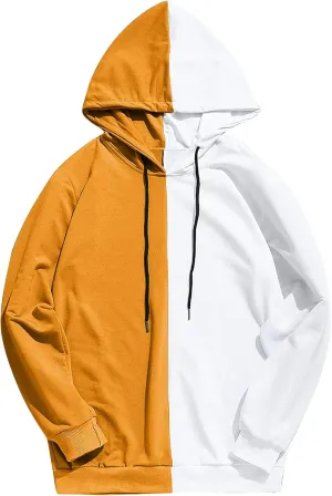 DuDubaby Mens Casual Patchwork Slim Fit Hoodie Outwear Blouse Sweatshirt Long Sleeves