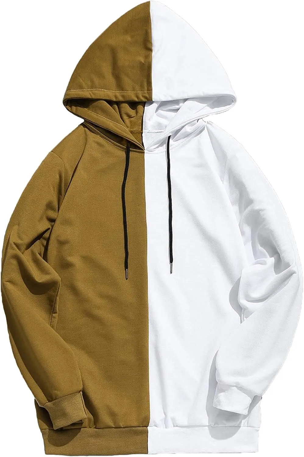 DuDubaby Mens Casual Patchwork Slim Fit Hoodie Outwear Blouse Sweatshirt Long Sleeves