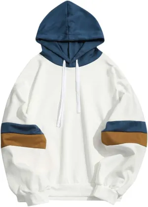 DuDubaby Mens Casual Patchwork Slim Fit Hoodie Outwear Blouse Sweatshirt Long Sleeves
