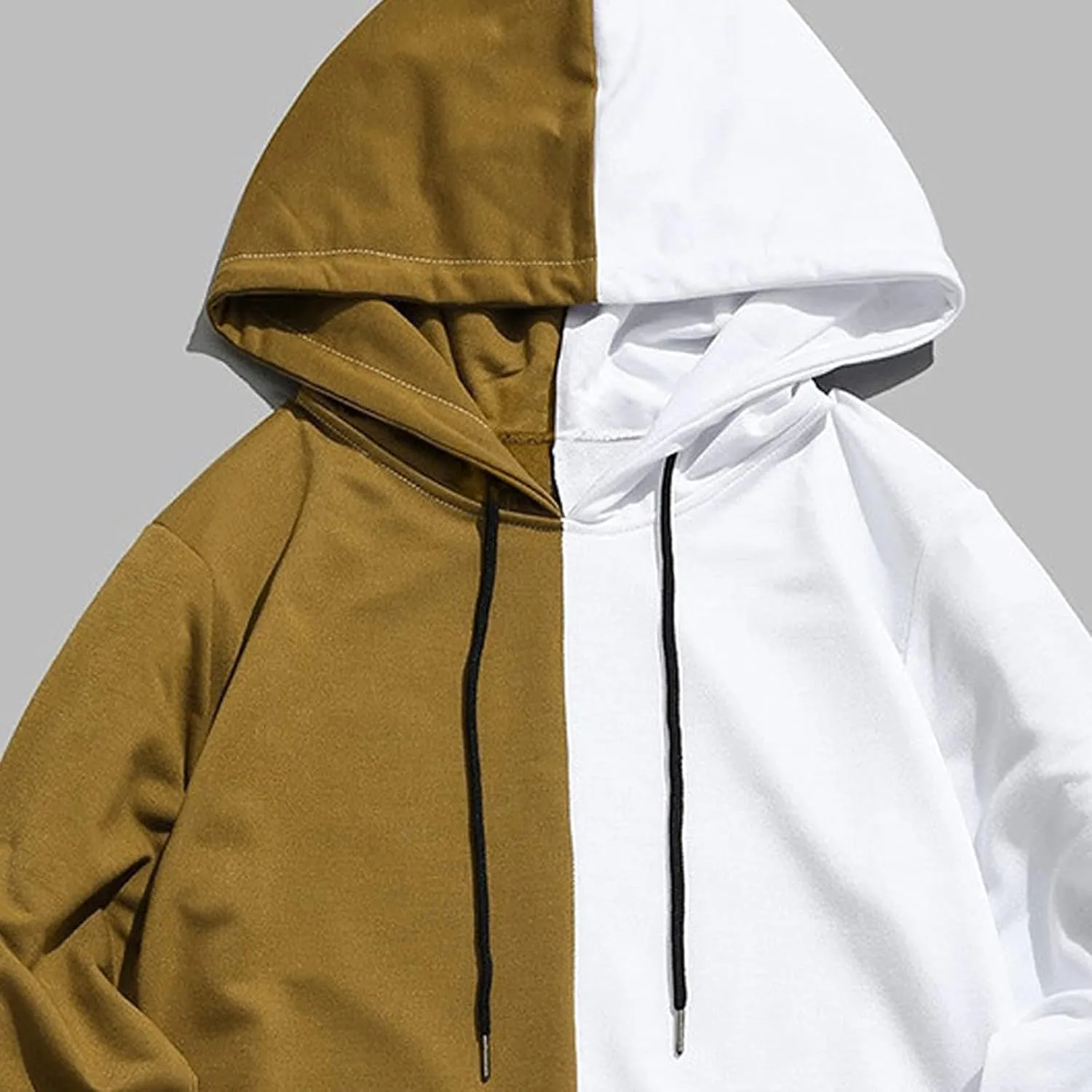 DuDubaby Mens Casual Patchwork Slim Fit Hoodie Outwear Blouse Sweatshirt Long Sleeves
