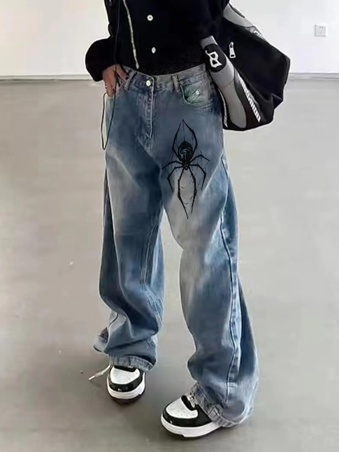 EMMIOL Women Wide Leg Jeans Mid-Low Waist Baggy Jeans Loose Boyfriends Jeans Y2K 90s Denim Pants