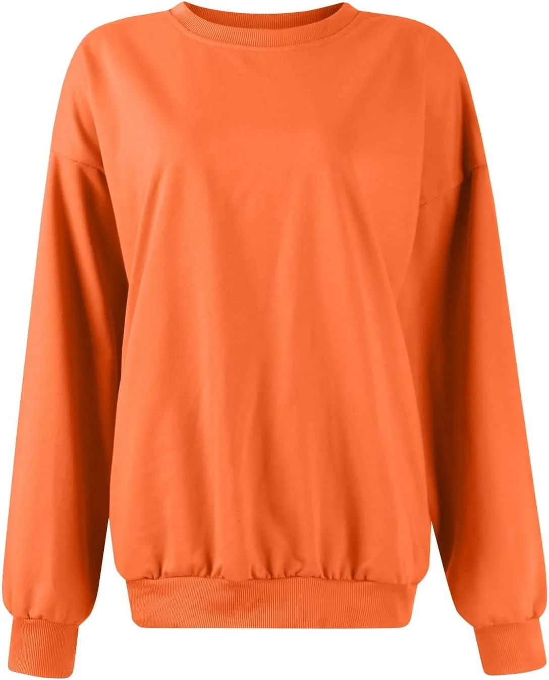 Fall Shirts For Women 2024 Women Fashion Casual Loose Solid Color Padded Crewneck Oversized Women Sweatshirt