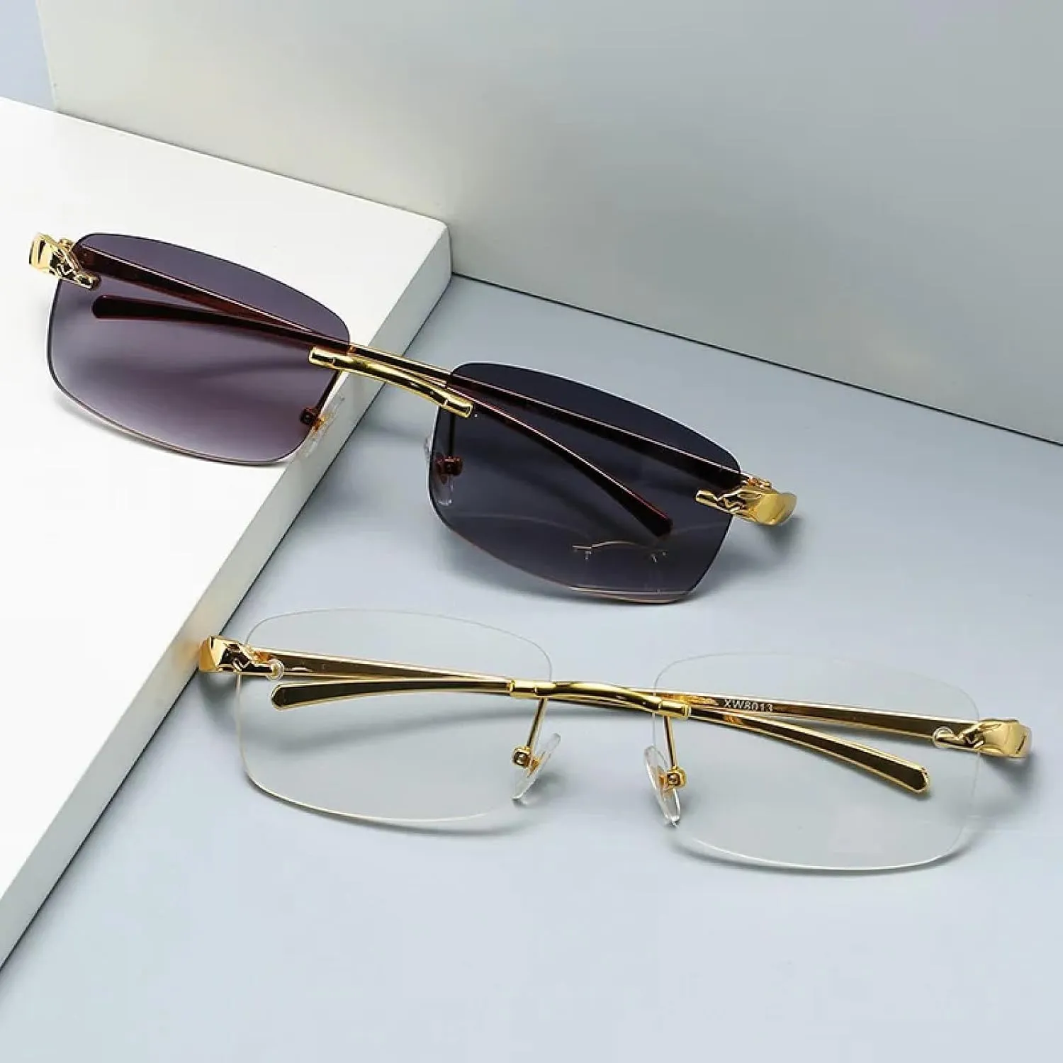 Fashion Vintage Rimless Sunglasses Women Men Luxury Popular Travel Driving Metal Small Sun Glasses