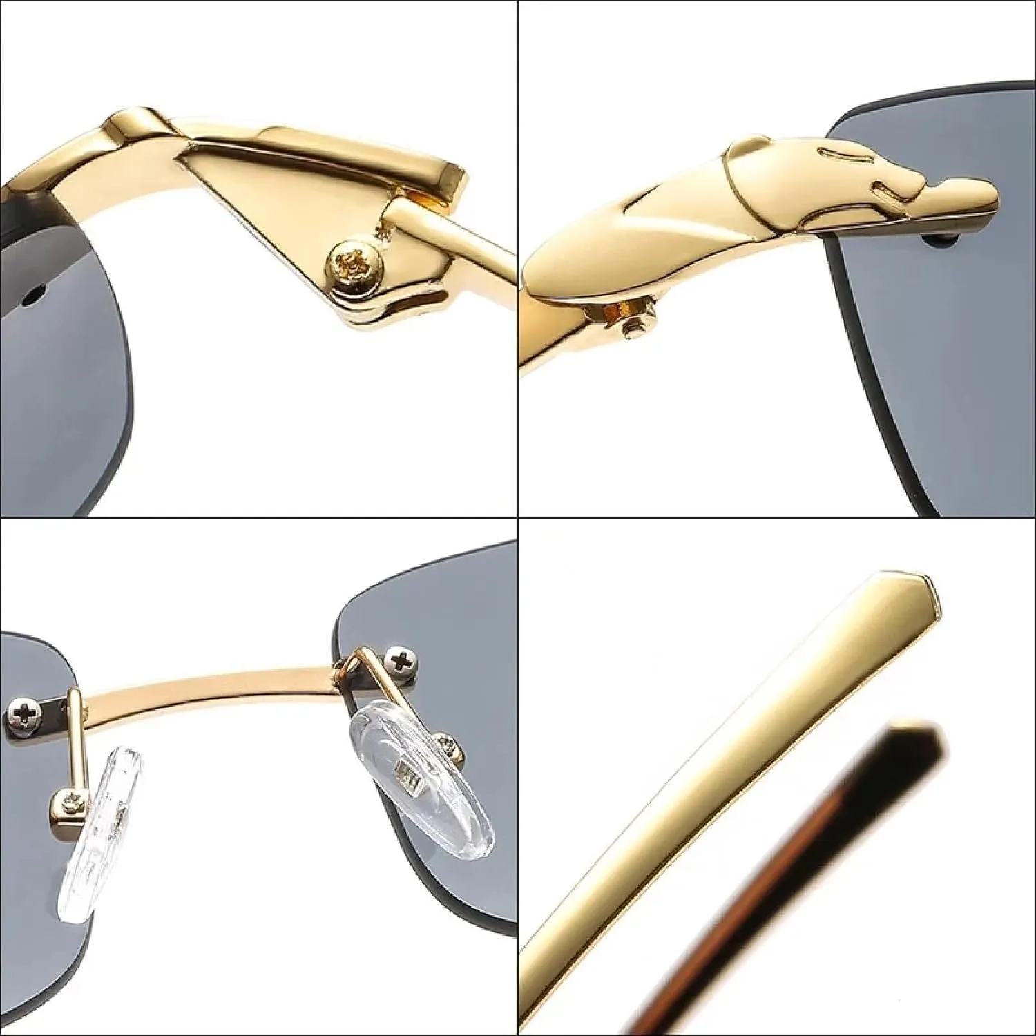 Fashion Vintage Rimless Sunglasses Women Men Luxury Popular Travel Driving Metal Small Sun Glasses