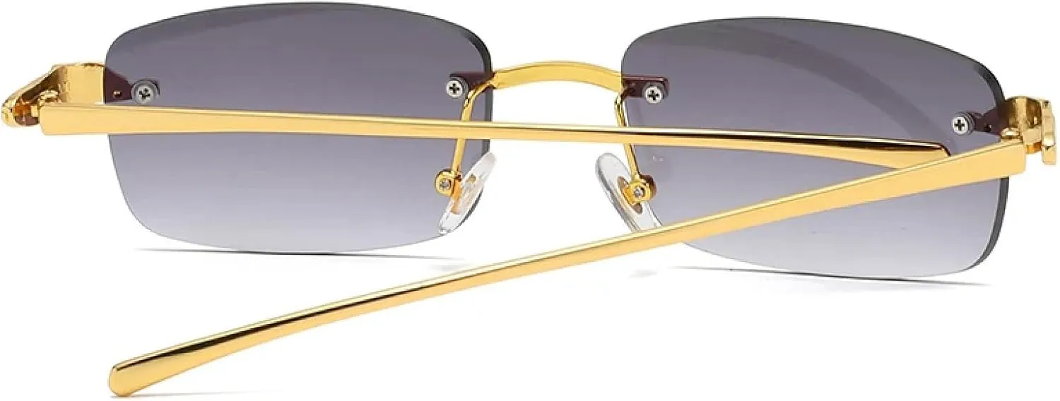 Fashion Vintage Rimless Sunglasses Women Men Luxury Popular Travel Driving Metal Small Sun Glasses