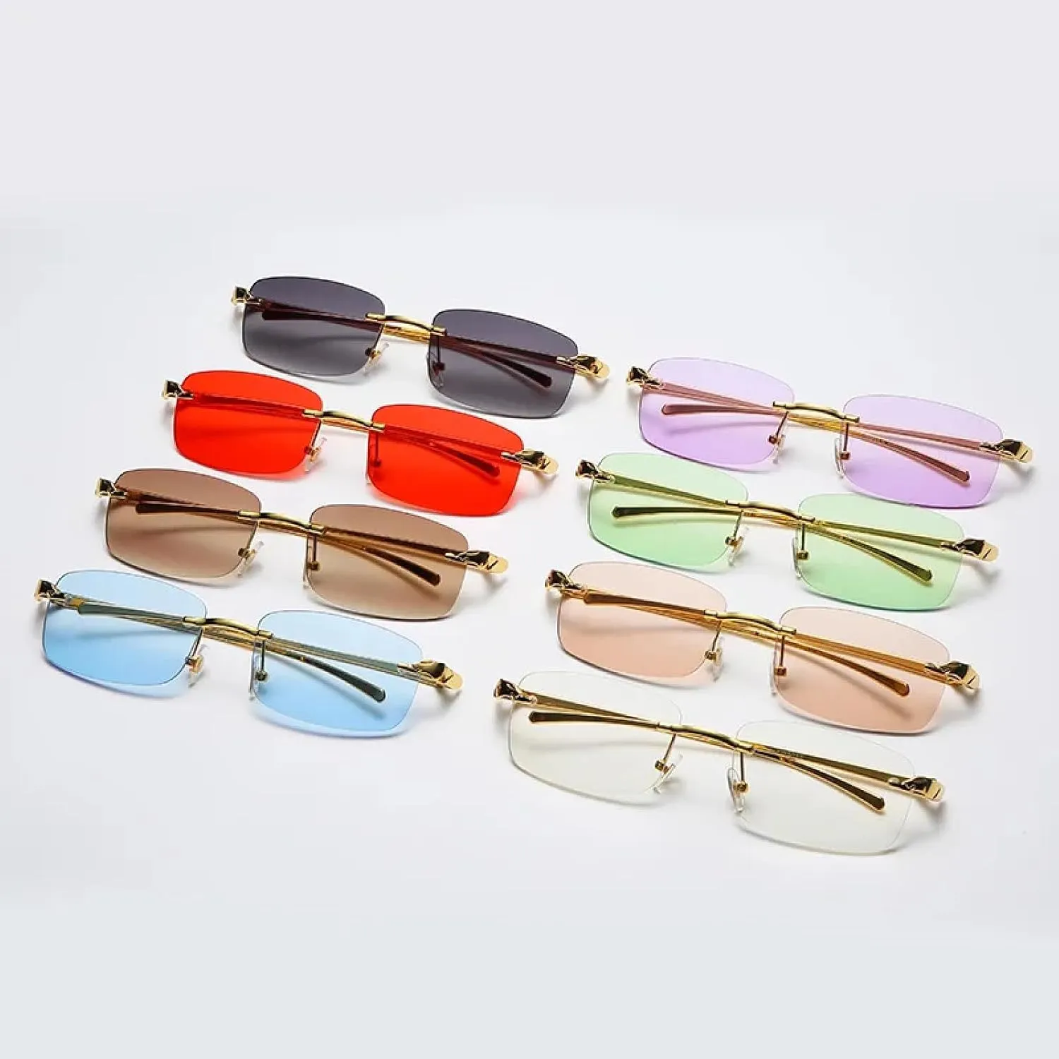 Fashion Vintage Rimless Sunglasses Women Men Luxury Popular Travel Driving Metal Small Sun Glasses