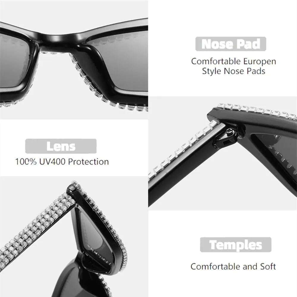 Fashion Women Diamond Sunglasses Vintage Small Rhinestone Cat eye Sunglasses Female Crystal Red Glasses Eyewear