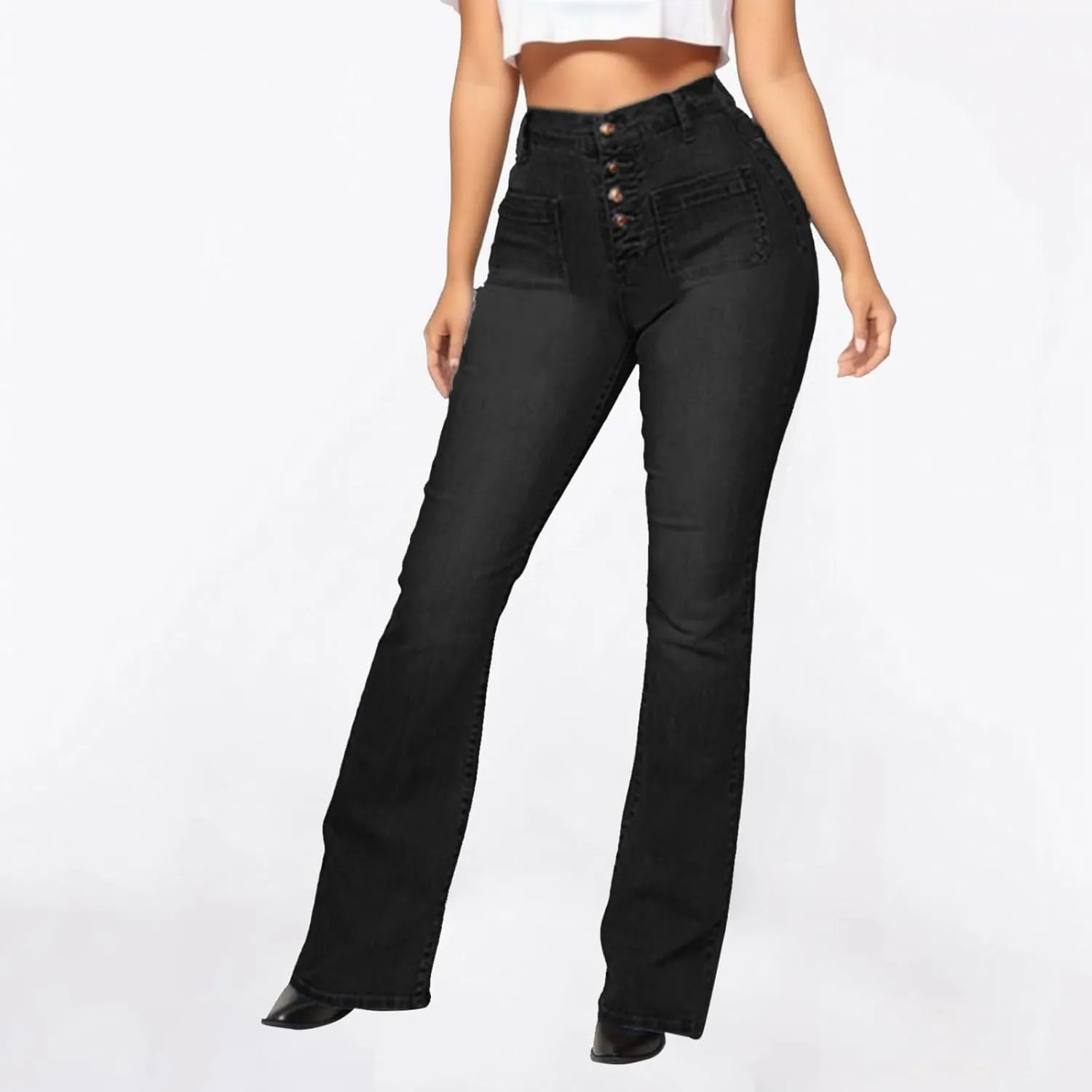 Flare Jeans for Women High Waisted Bell Bottom Jeans Stretch Slimming Denim Pants Vintage Stretch Wide Leg Jeans