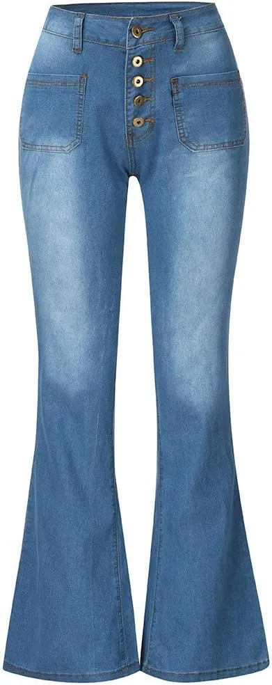 Flare Jeans for Women High Waisted Bell Bottom Jeans Stretch Slimming Denim Pants Vintage Stretch Wide Leg Jeans
