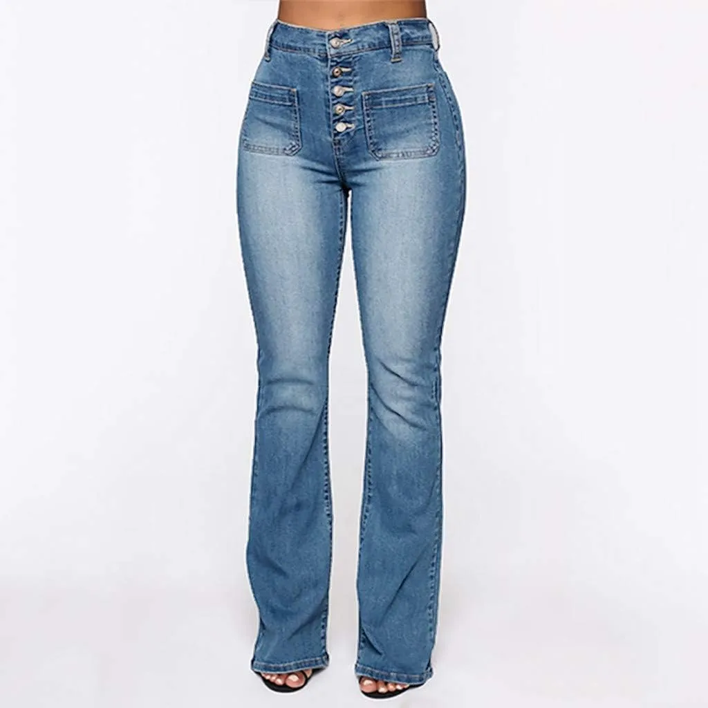 Flare Jeans for Women High Waisted Bell Bottom Jeans Stretch Slimming Denim Pants Vintage Stretch Wide Leg Jeans