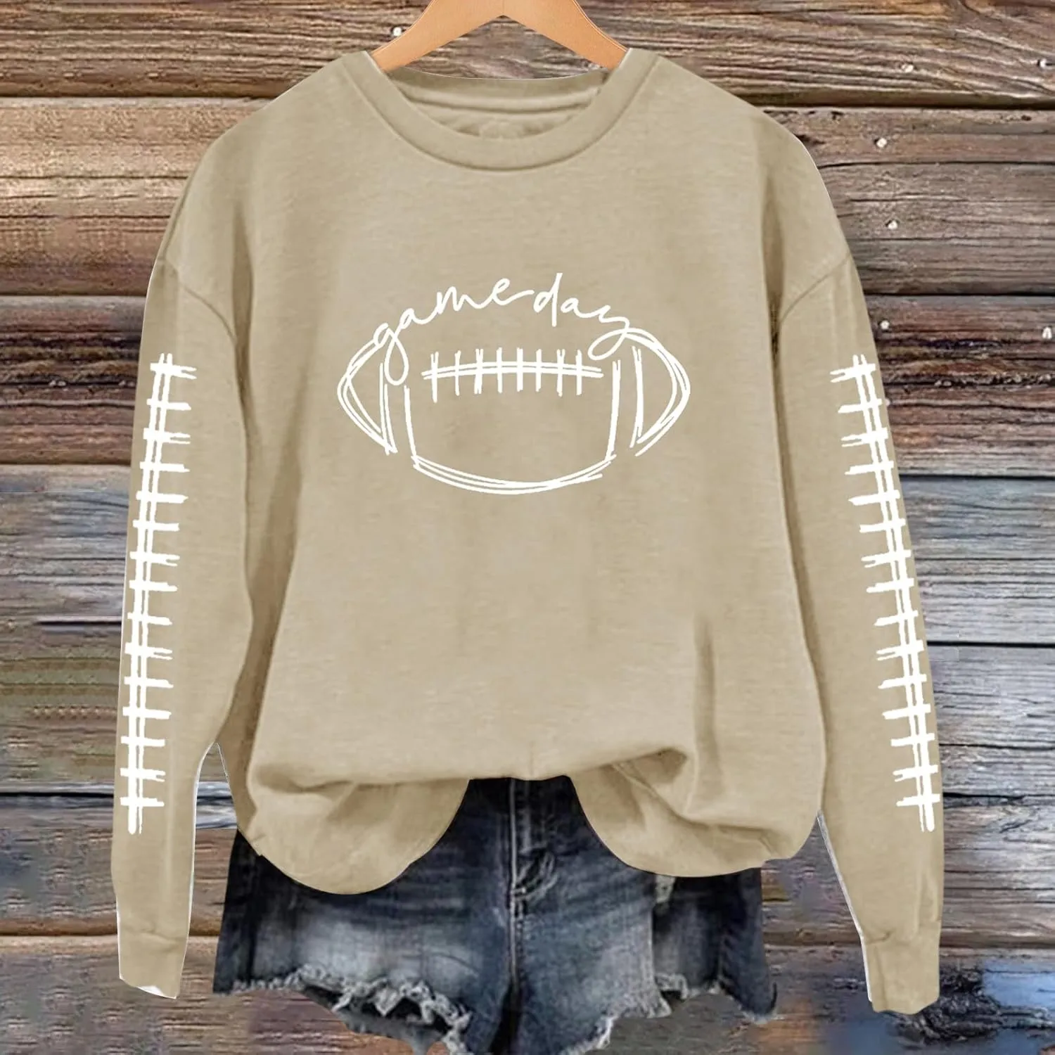 Football Sweatshirts for Women Game Day Sweatshirts Graphic Printed Hoodies Long Sleeve Pullover Tops Tunic Tops