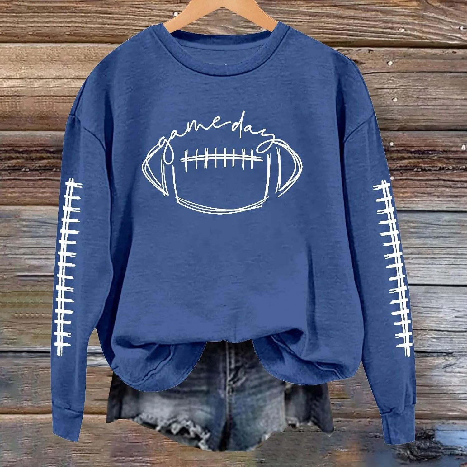 Football Sweatshirts for Women Game Day Sweatshirts Graphic Printed Hoodies Long Sleeve Pullover Tops Tunic Tops