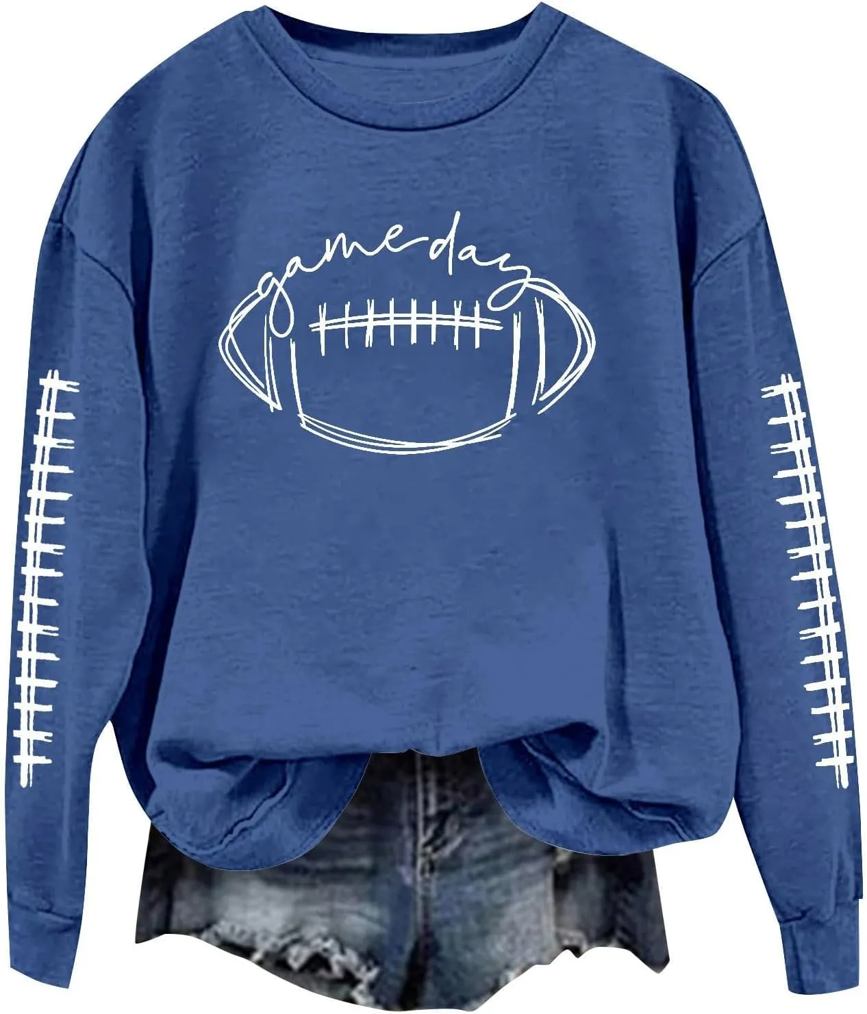 Football Sweatshirts for Women Game Day Sweatshirts Graphic Printed Hoodies Long Sleeve Pullover Tops Tunic Tops