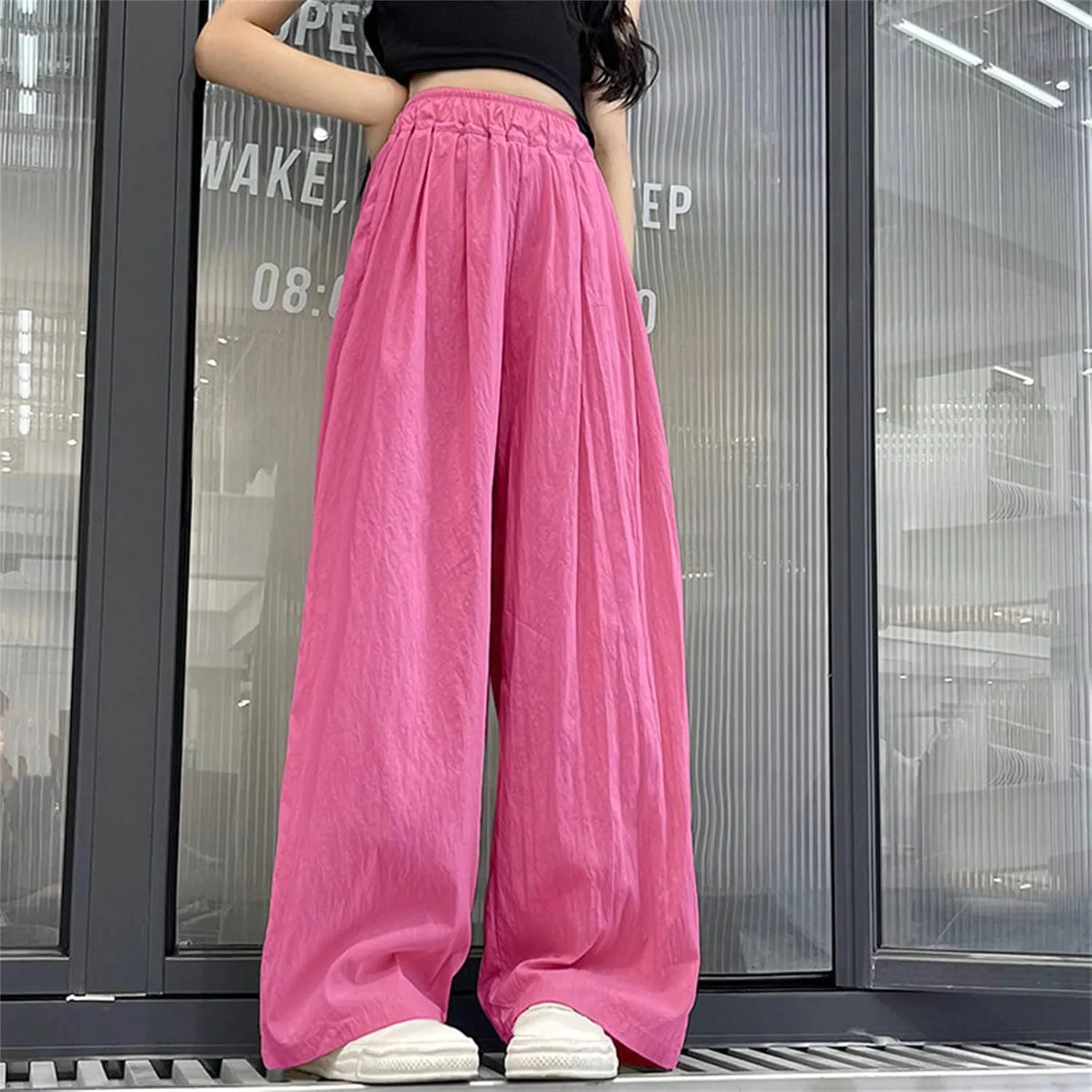 Girls Wide Leg Pants High Waisted Loose Straight Leg Trousers Kids Casual Palazzo Pants Relax Fit Baggy Pants Clothes