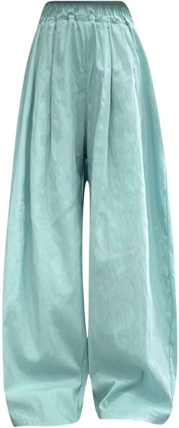 Girls Wide Leg Pants High Waisted Loose Straight Leg Trousers Kids Casual Palazzo Pants Relax Fit Baggy Pants Clothes