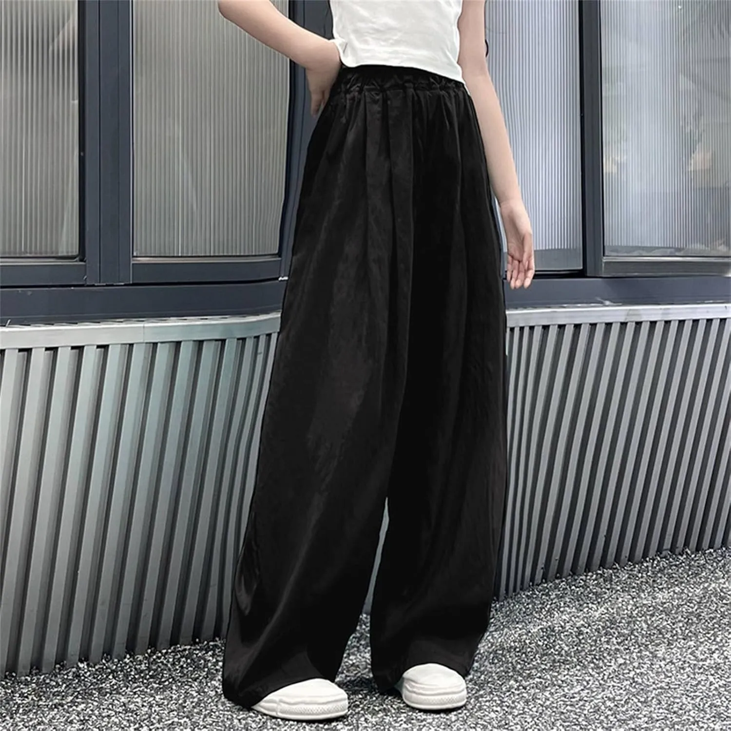 Girls Wide Leg Pants High Waisted Loose Straight Leg Trousers Kids Casual Palazzo Pants Relax Fit Baggy Pants Clothes