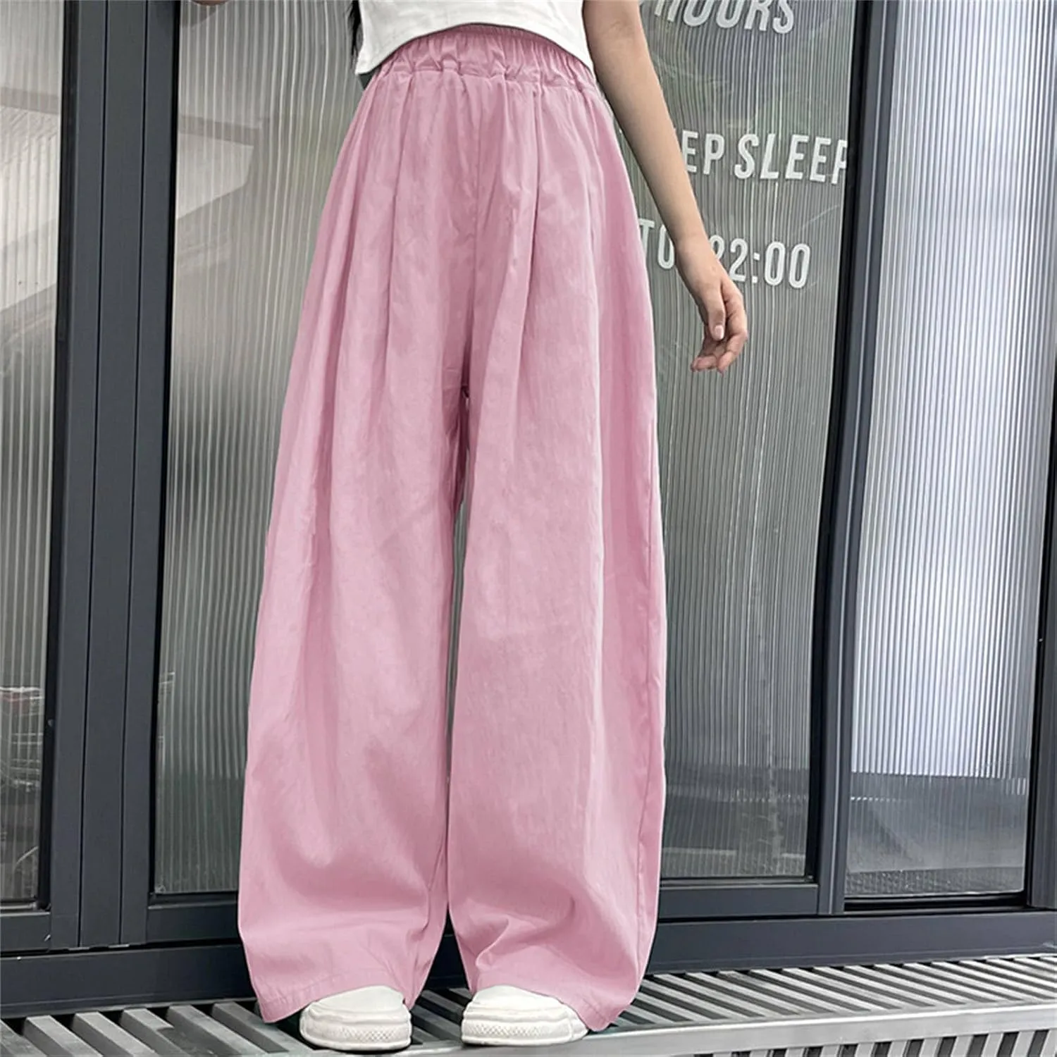 Girls Wide Leg Pants High Waisted Loose Straight Leg Trousers Kids Casual Palazzo Pants Relax Fit Baggy Pants Clothes