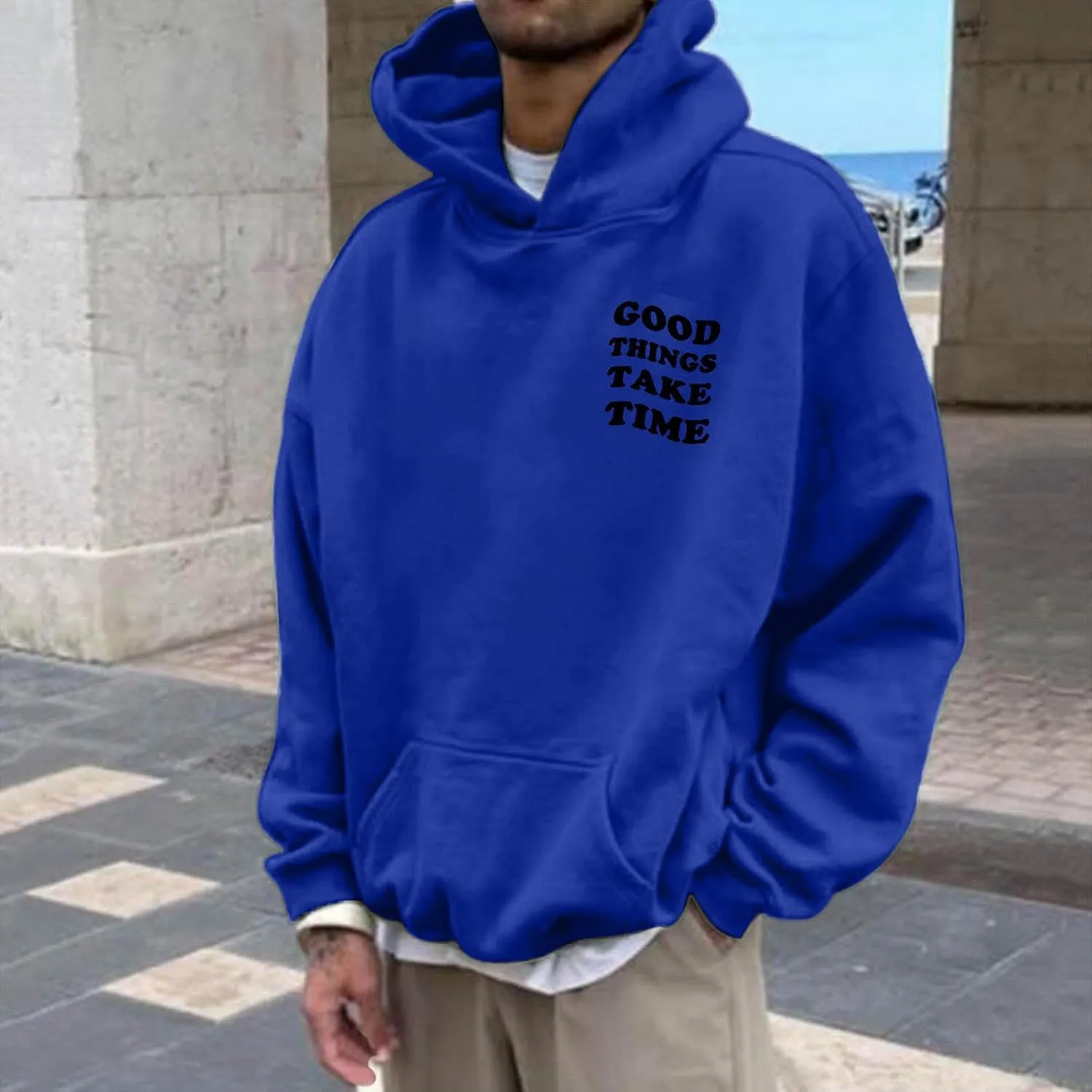 GOFULY Graphic Hoodies For Men Ethnic Floral​Print Oversized Sweatshirts Fall Long Sleeve Hoodies Pullover Winter Sweater