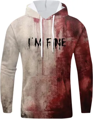 GOFULY Halloween Sweatshirts For Men Funny Fall Hoodies Problem Solved Bloody Halloween Sweatshirts Long Sleeve Sweater