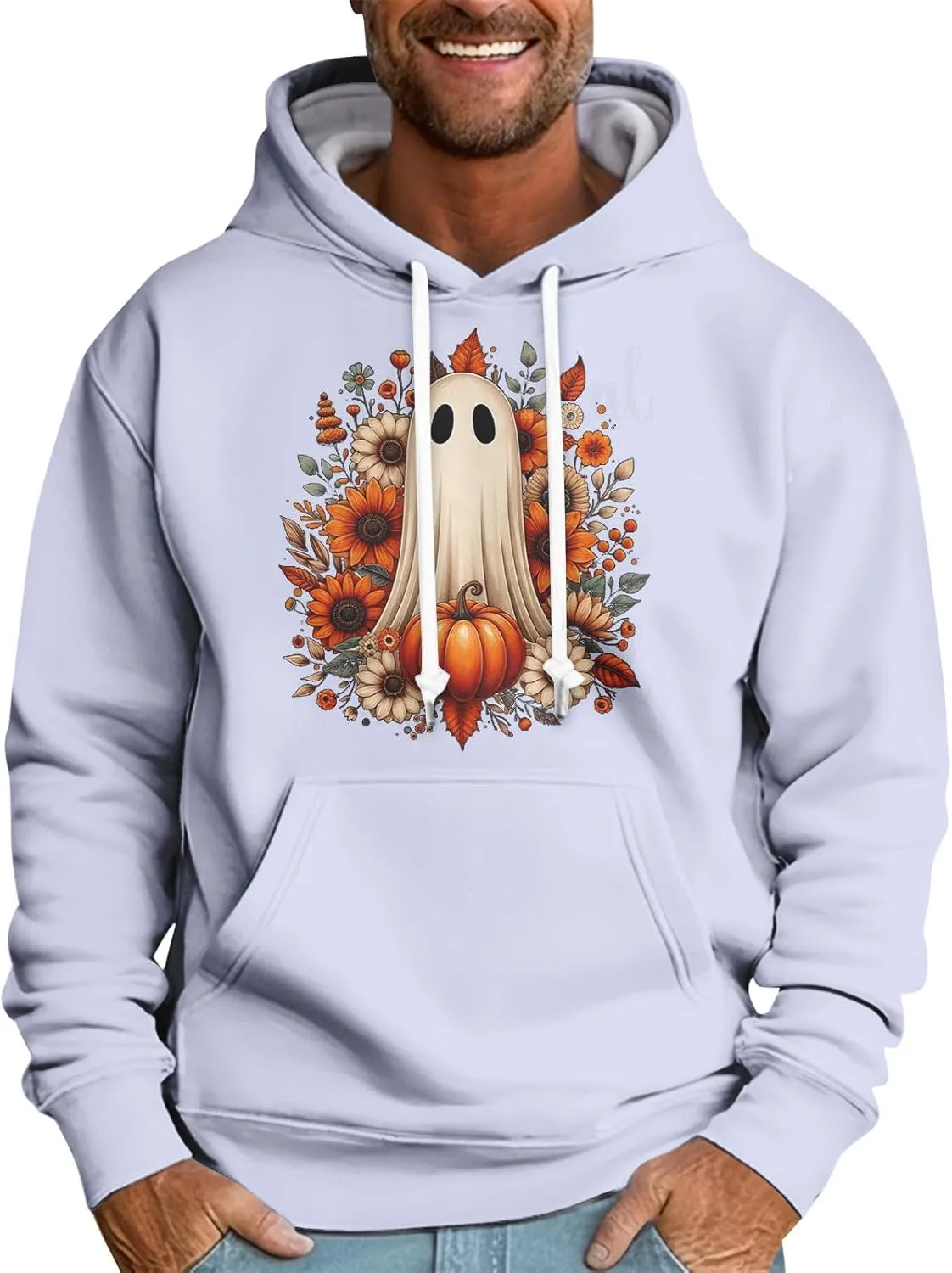 GOFULY Halloween Sweatshirts For Men Funny Fall Hoodies Problem Solved Bloody Halloween Sweatshirts Long Sleeve Sweater