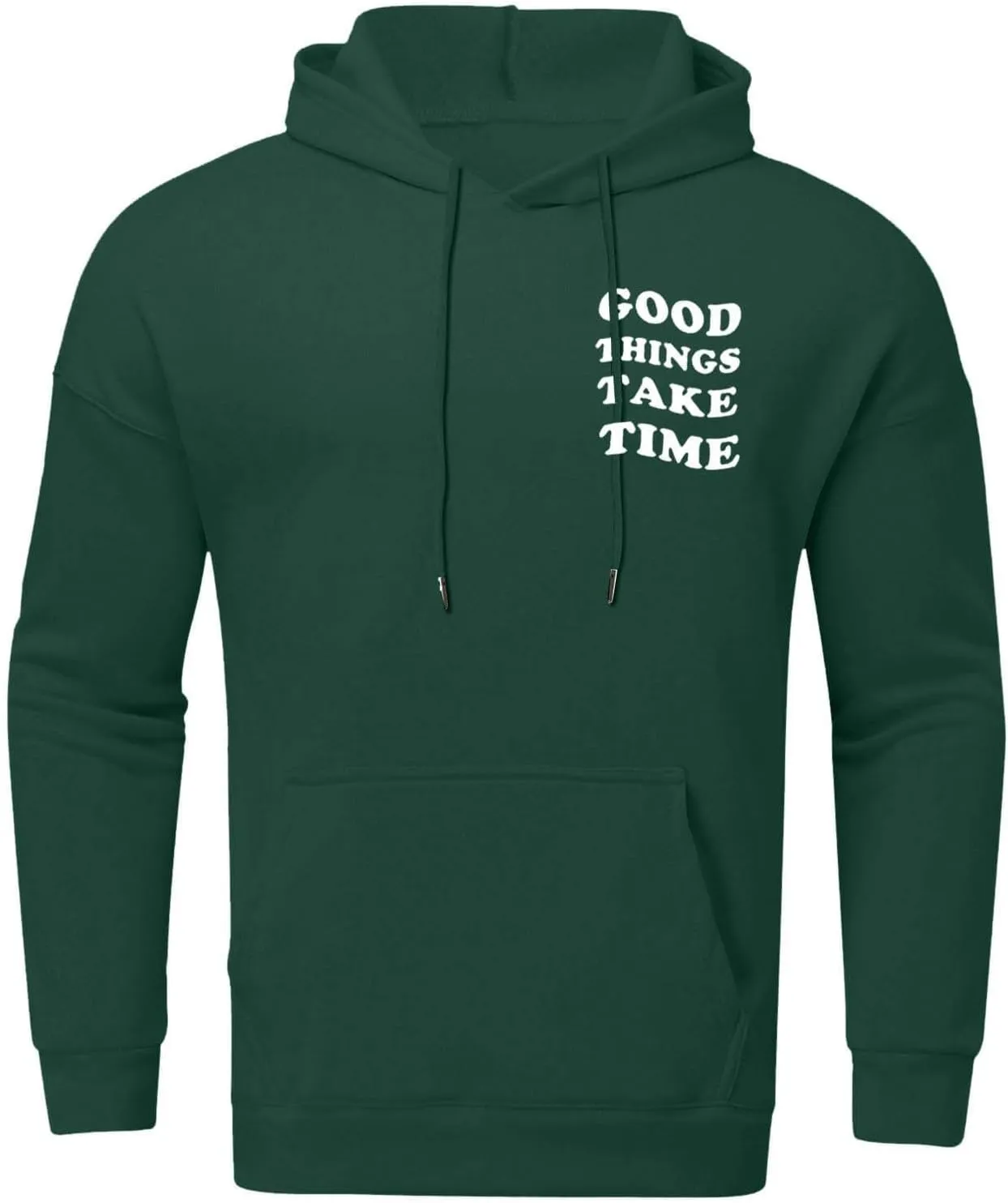 GOFULY Men'S Fashion Hoodies & Sweatshirts Good Things Take Time Letter Print Casual Fall Long Sleeve Pullover Sweatshirts