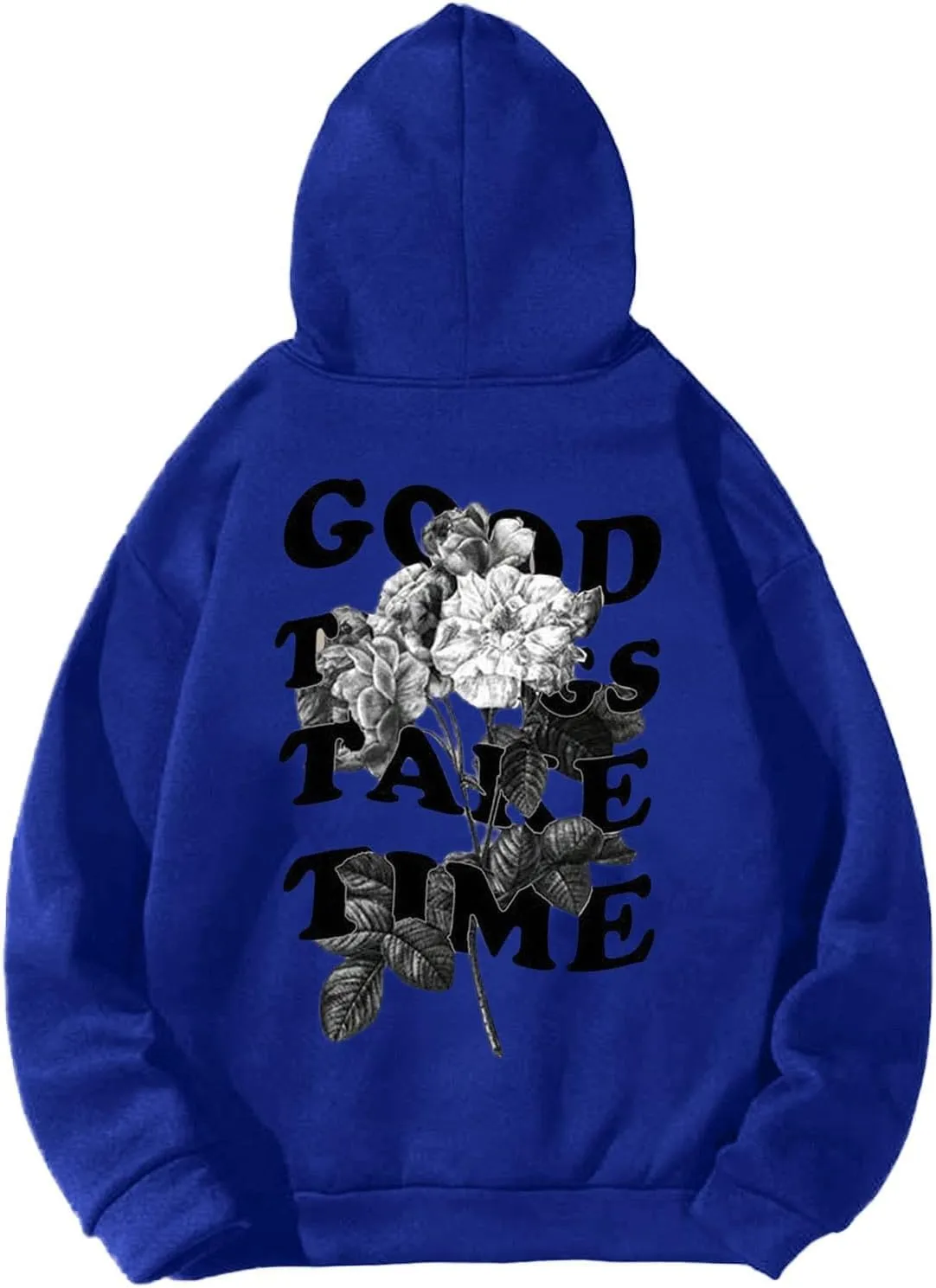 GOFULY Men'S Fashion Hoodies & Sweatshirts Good Things Take Time Letter Print Casual Fall Long Sleeve Pullover Sweatshirts