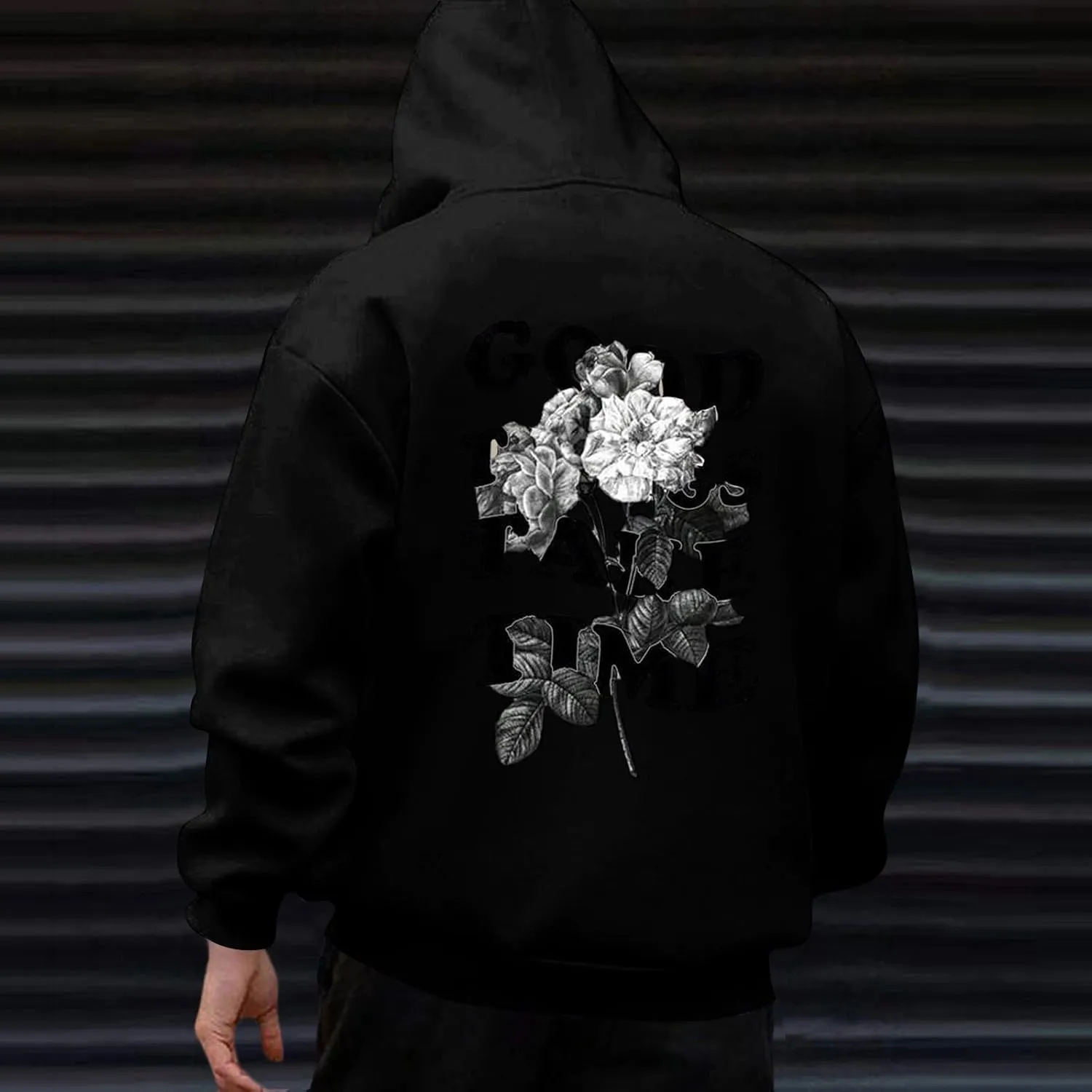 GOFULY Men'S Fashion Hoodies & Sweatshirts Good Things Take Time Letter Print Casual Fall Long Sleeve Pullover Sweatshirts