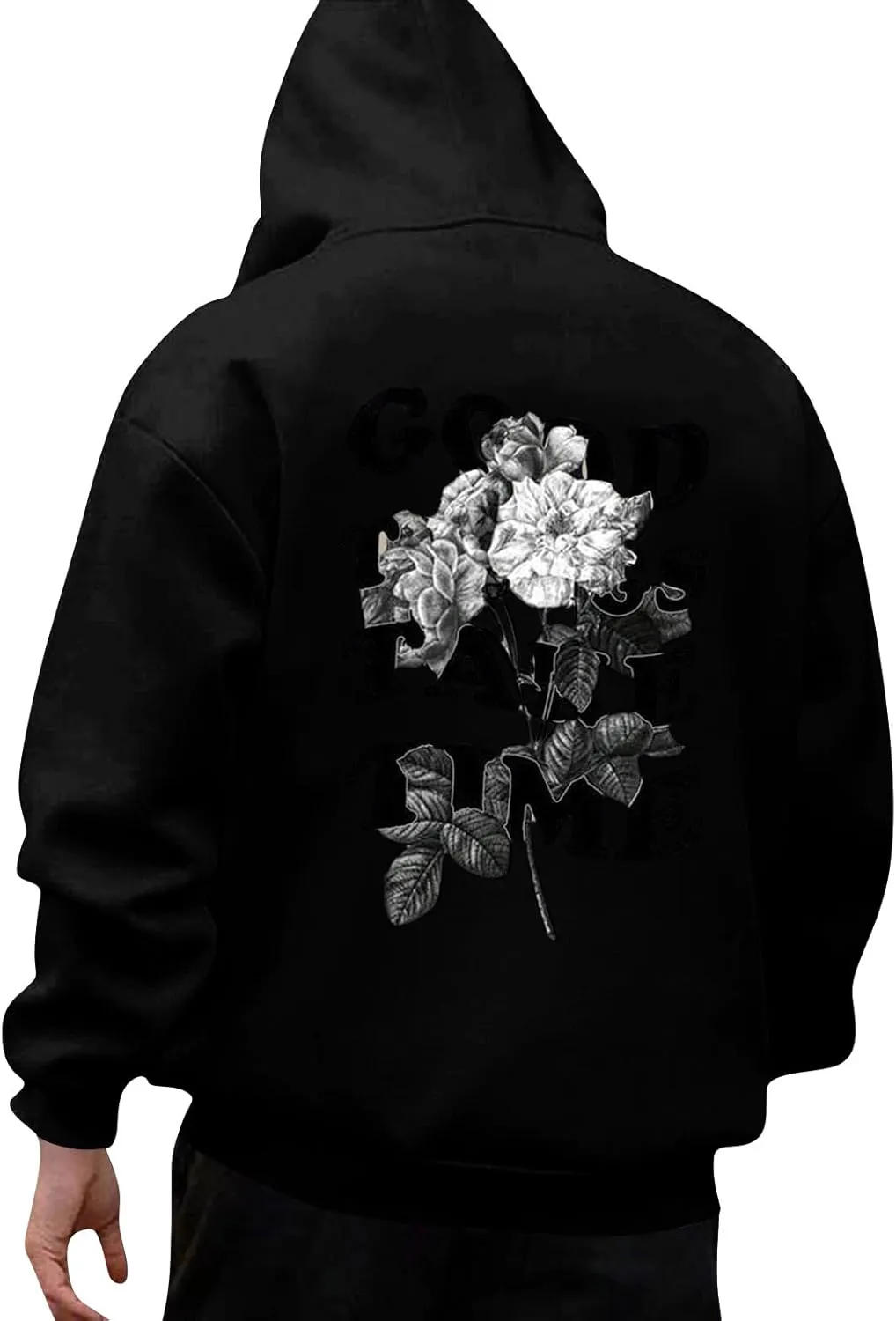 GOFULY Men'S Fashion Hoodies & Sweatshirts Good Things Take Time Letter Print Casual Fall Long Sleeve Pullover Sweatshirts