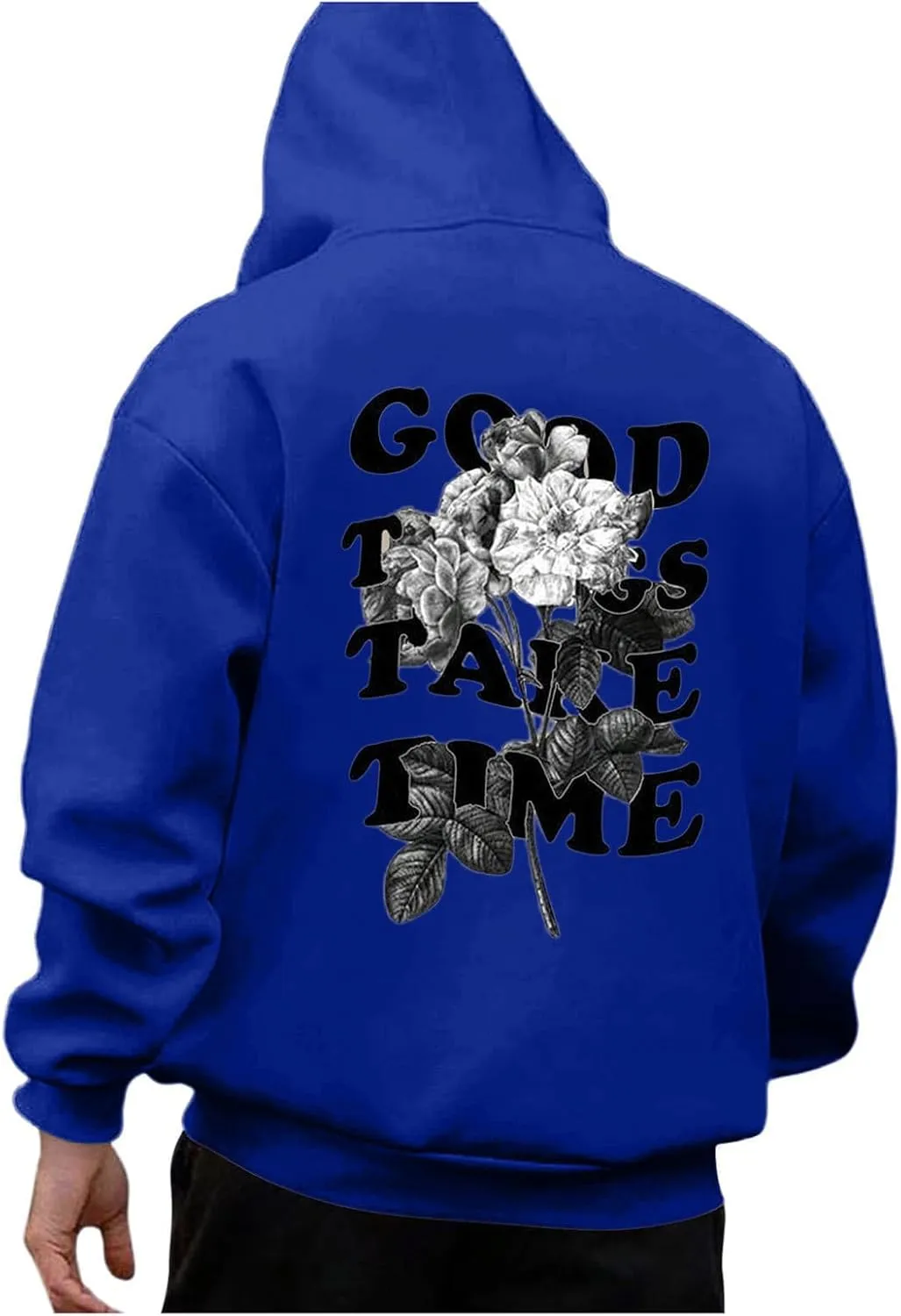 GOFULY Men'S Fashion Hoodies & Sweatshirts Good Things Take Time Letter Print Casual Fall Long Sleeve Pullover Sweatshirts