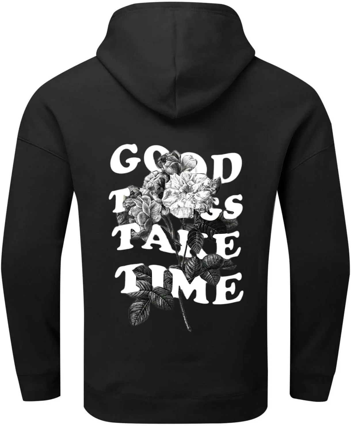 GOFULY Men'S Fashion Hoodies & Sweatshirts Good Things Take Time Letter Print Casual Fall Long Sleeve Pullover Sweatshirts