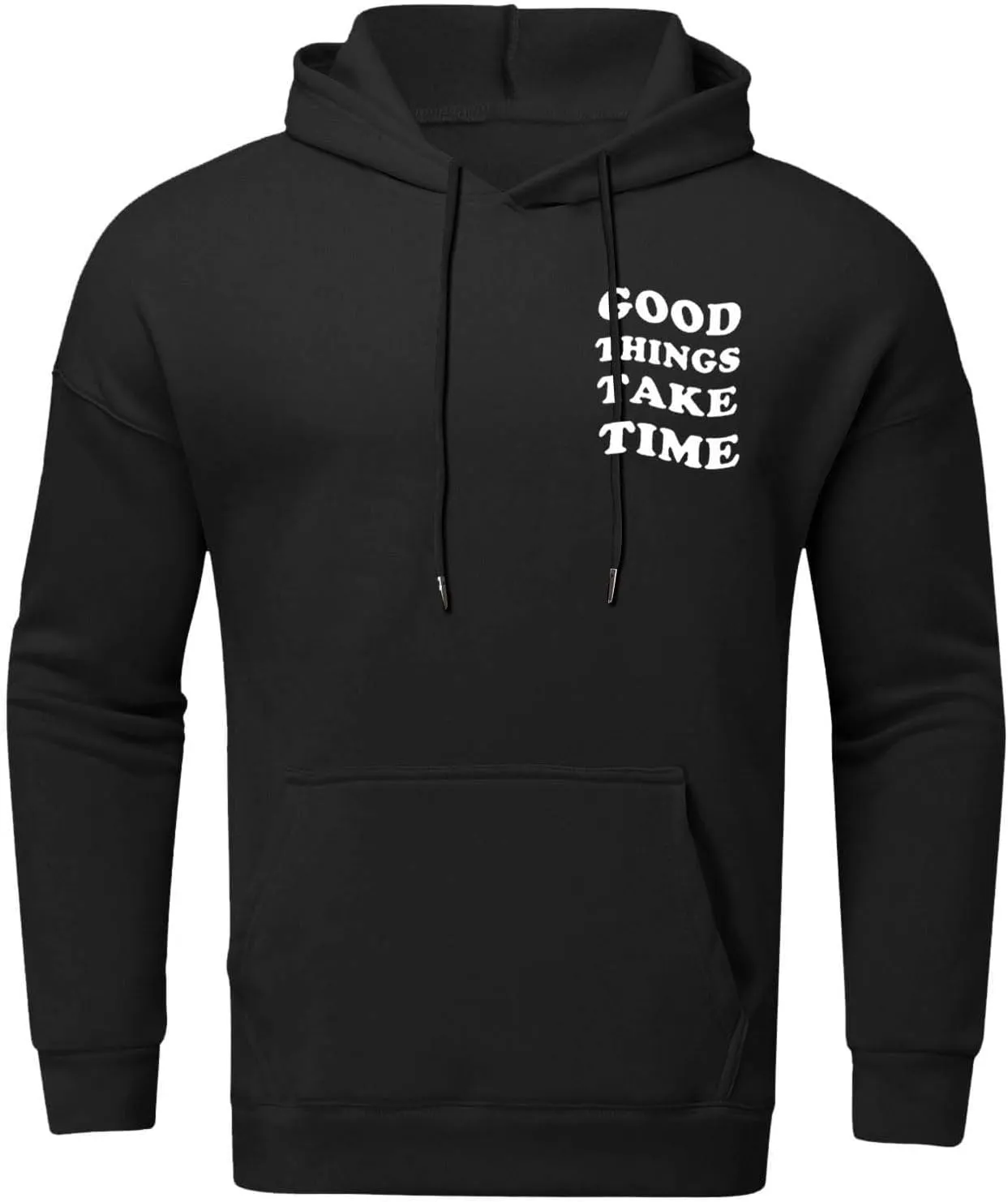 GOFULY Men'S Fashion Hoodies & Sweatshirts Good Things Take Time Letter Print Casual Fall Long Sleeve Pullover Sweatshirts