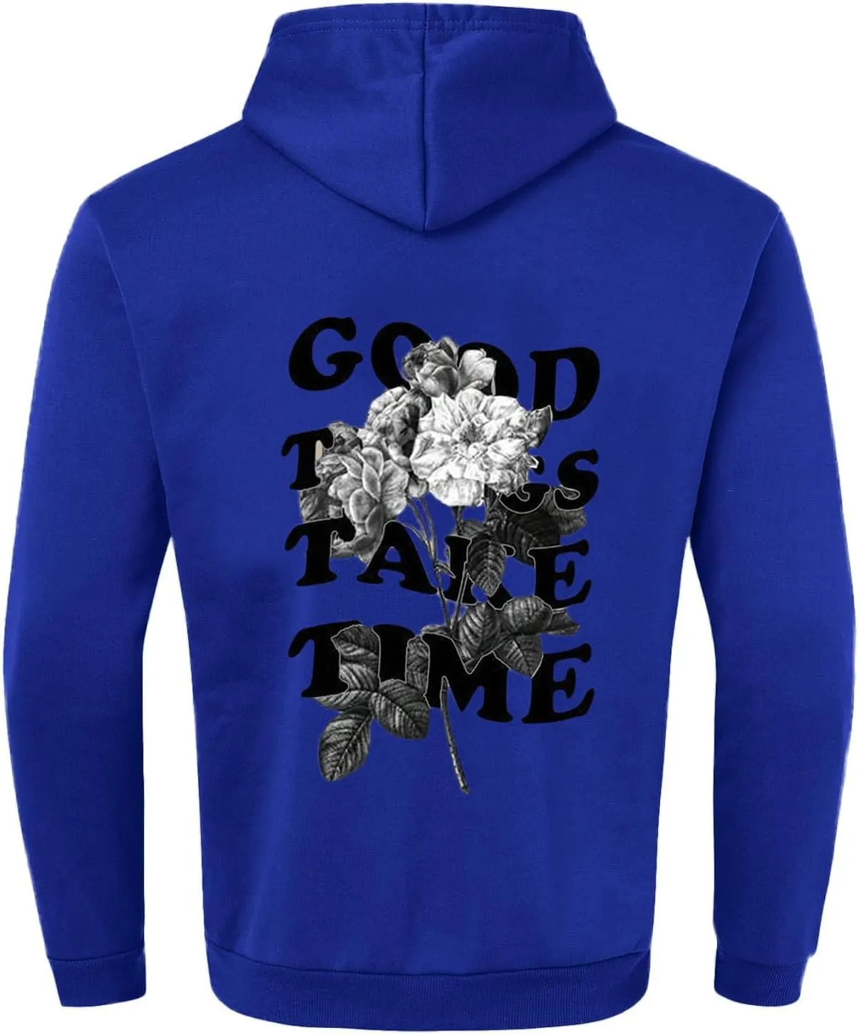 GOFULY Men'S Fashion Hoodies & Sweatshirts Good Things Take Time Letter Print Casual Fall Long Sleeve Pullover Sweatshirts