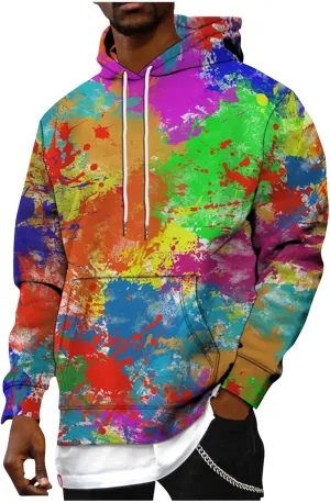 GOFULY Men'S Fashion Hoodies & Sweatshirts Tie Dye Fall Sweatshirts Large Hoodies Pullover Drawstring Long Sleeve Sweaters
