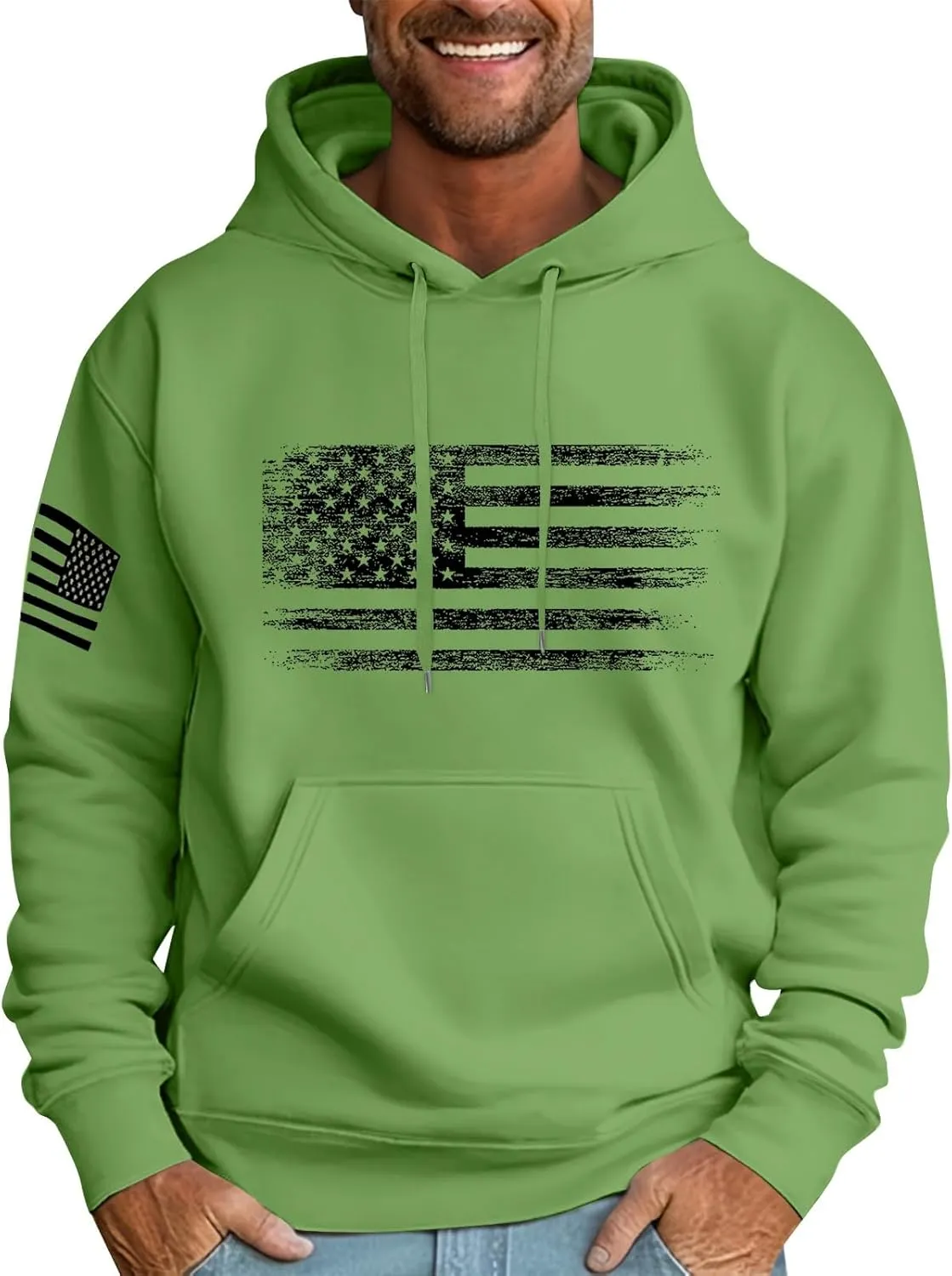 GOFULY Men'S Fashion Hoodies & Sweatshirts Usa Flag American Patriotic Fall Winter Pullover Sweatshirts Long Sleeve Shirts