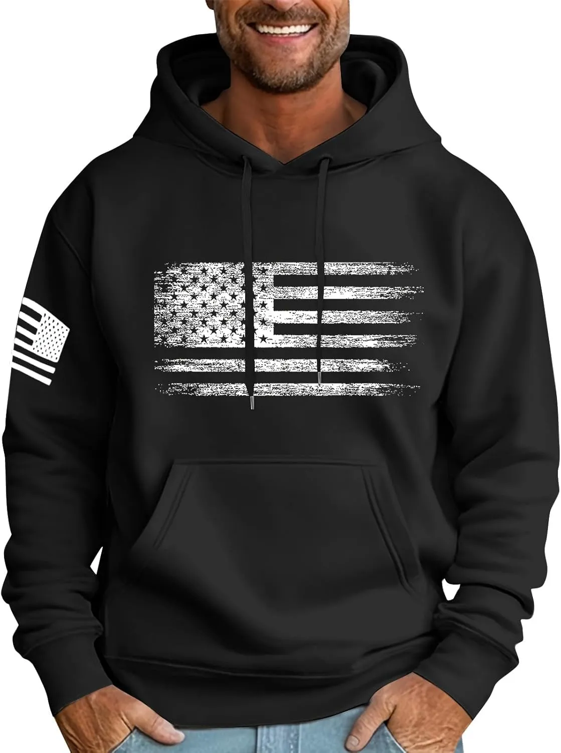 GOFULY Men'S Fashion Hoodies & Sweatshirts Usa Flag American Patriotic Fall Winter Pullover Sweatshirts Long Sleeve Shirts