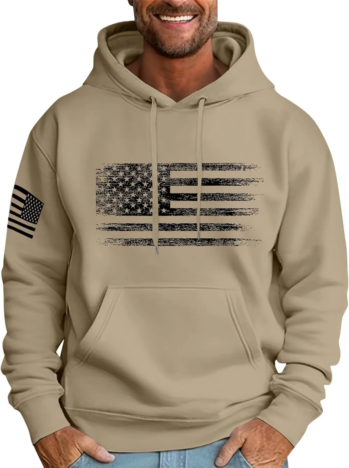 GOFULY Men'S Fashion Hoodies & Sweatshirts Usa Flag American Patriotic Fall Winter Pullover Sweatshirts Long Sleeve Shirts
