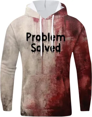 GOFULY Men'S Halloween Sweatshirts Fall Hoodies Problem Solved Bloody Halloween Winer Sweatshirts Long Sleeve Sweaters 2024