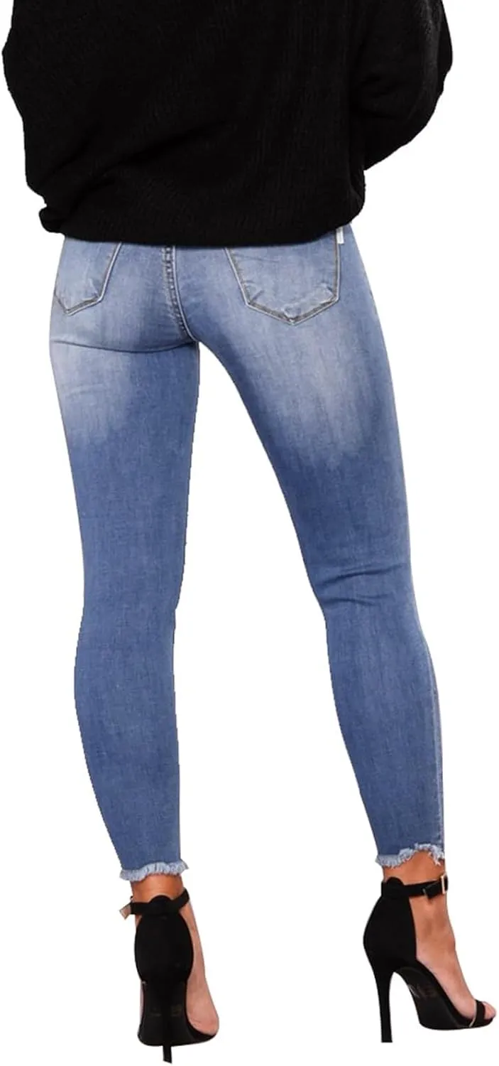 Gumipy Skinny Jeans for Women High Waisted Ripped Jeans Stretchy Tummy Control Jeggings Butt Lifting Distressed Jeans