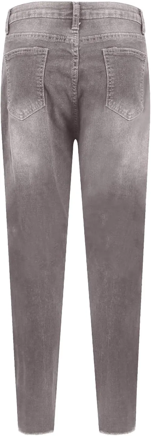 Gumipy Skinny Jeans for Women High Waisted Ripped Jeans Stretchy Tummy Control Jeggings Butt Lifting Distressed Jeans