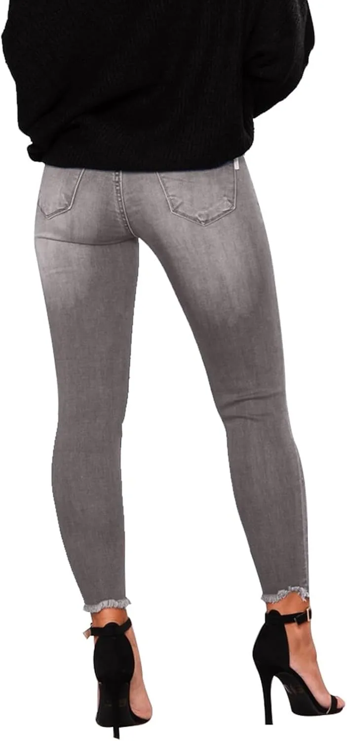 Gumipy Skinny Jeans for Women High Waisted Ripped Jeans Stretchy Tummy Control Jeggings Butt Lifting Distressed Jeans