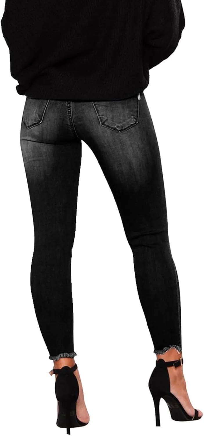 Gumipy Womens Skinny Jeans High Waisted Stretchy Ripped Jeans Trendy Tummy Control Jeggings Butt Lifting Distressed Jeans