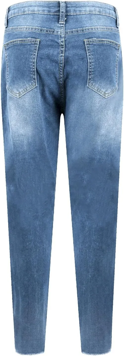 Gumipy Womens Skinny Jeans High Waisted Stretchy Ripped Jeans Trendy Tummy Control Jeggings Butt Lifting Distressed Jeans