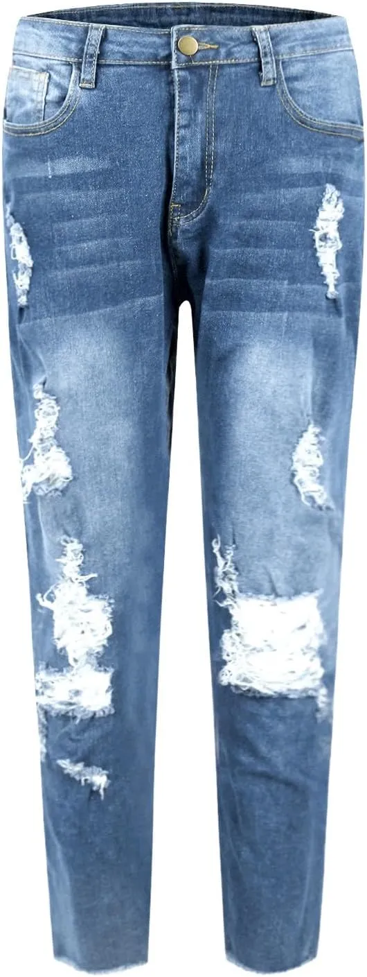 Gumipy Womens Skinny Jeans High Waisted Stretchy Ripped Jeans Trendy Tummy Control Jeggings Butt Lifting Distressed Jeans