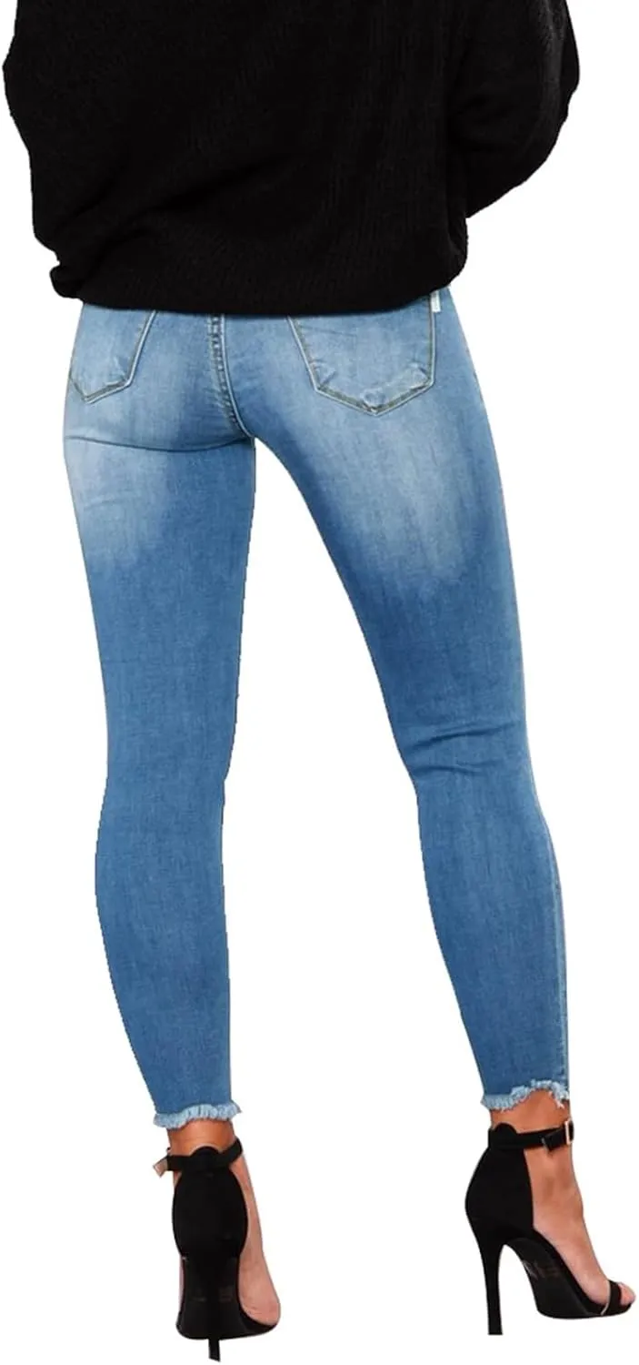Gumipy Womens Skinny Jeans High Waisted Stretchy Ripped Jeans Trendy Tummy Control Jeggings Butt Lifting Distressed Jeans