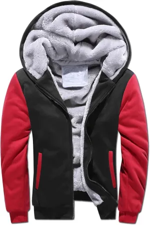 Heavyweight Winter Sweatshirt Thick Fleece Sherpa Lined Warm Jacket Big Tall Zip Up Mens Hoodie Outerwear Coats
