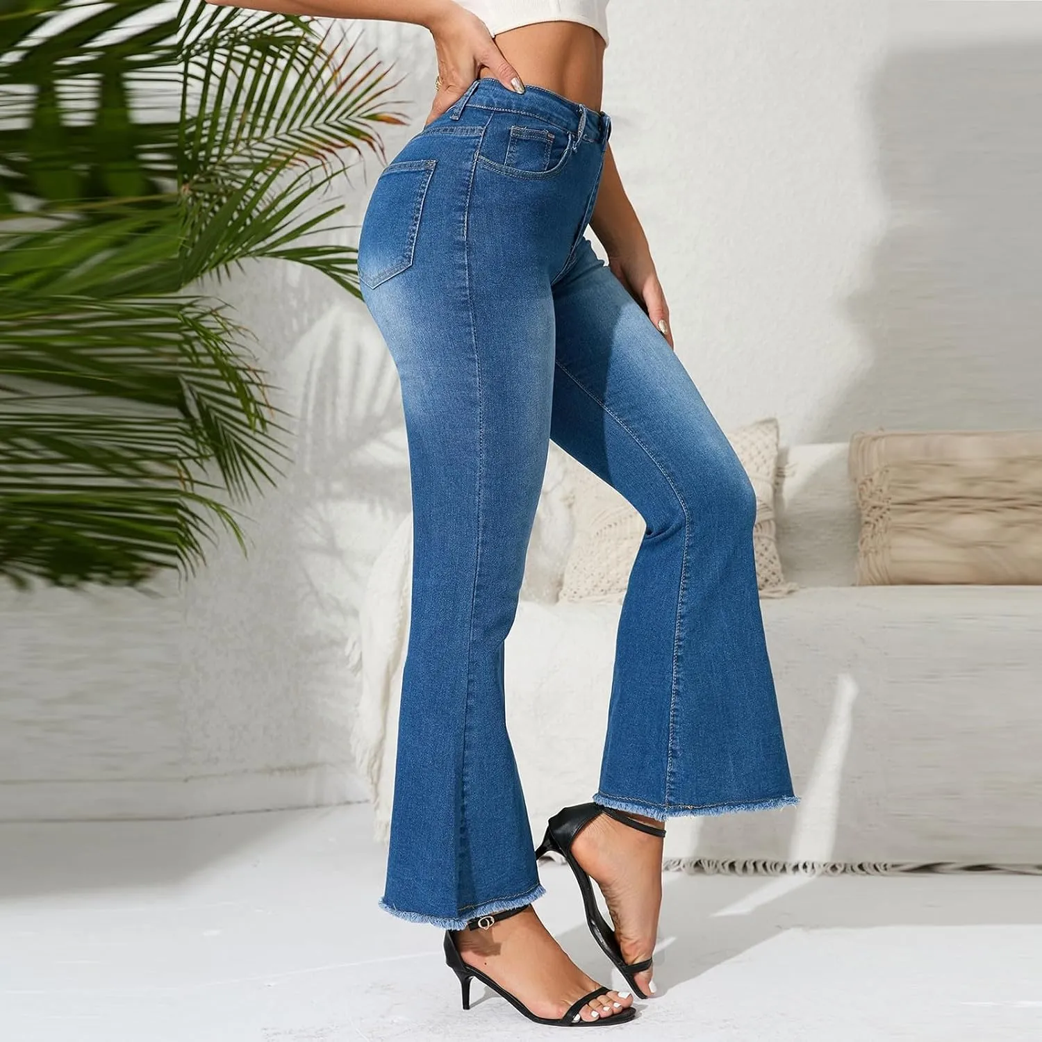 High Waisted Bell Bottom Jeans for Women Flare Jeans for Women Stretch Wide Leg Fashion Bell Bottom Jeans