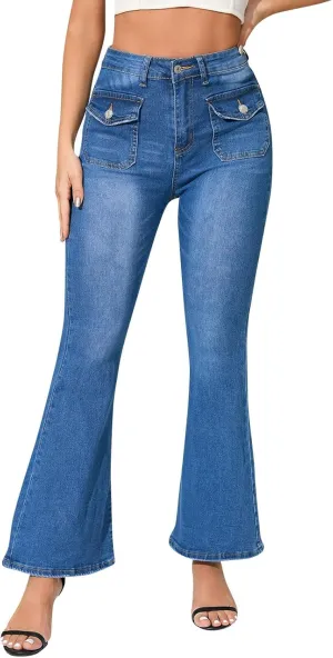 High Waisted Bell Bottom Jeans for Women Flare Jeans for Women Stretch Wide Leg Fashion Bell Bottom Jeans