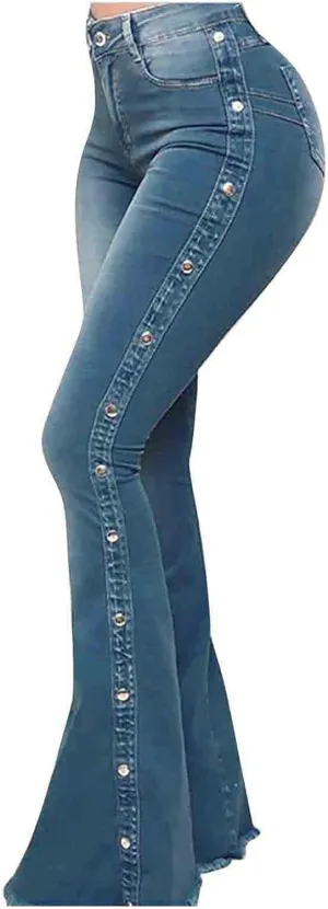 High Waisted Bell Bottom Jeans for Women Flare Jeans for Women Stretch Wide Leg Fashion Bell Bottom Jeans
